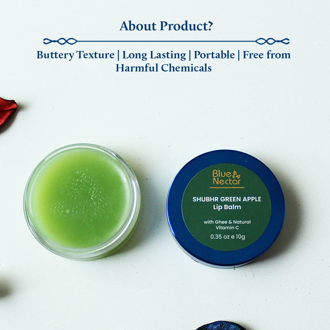 Blue Nectar Green Apple Lip Balm is buttery soft, long lasting, and free from any harmful chemical.