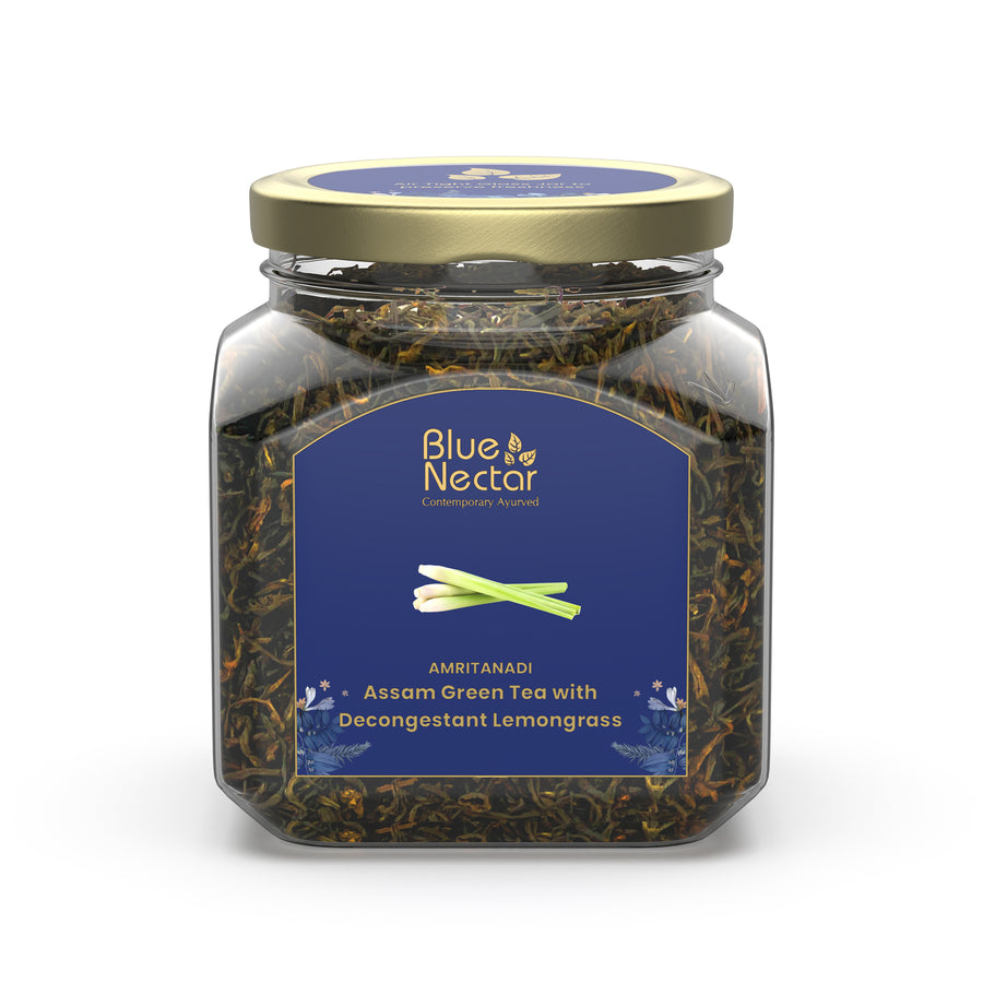 Amritanadi Assam Loose Green Tea with Decongestant Lemongrass