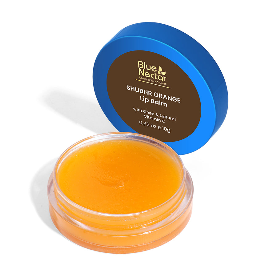 Blue Nectar Orange Lip Balm made with organic Ghee. 